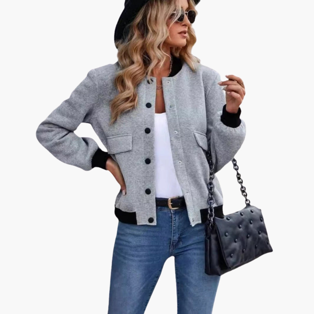 Women's Bomber Jacket with Patch Pockets