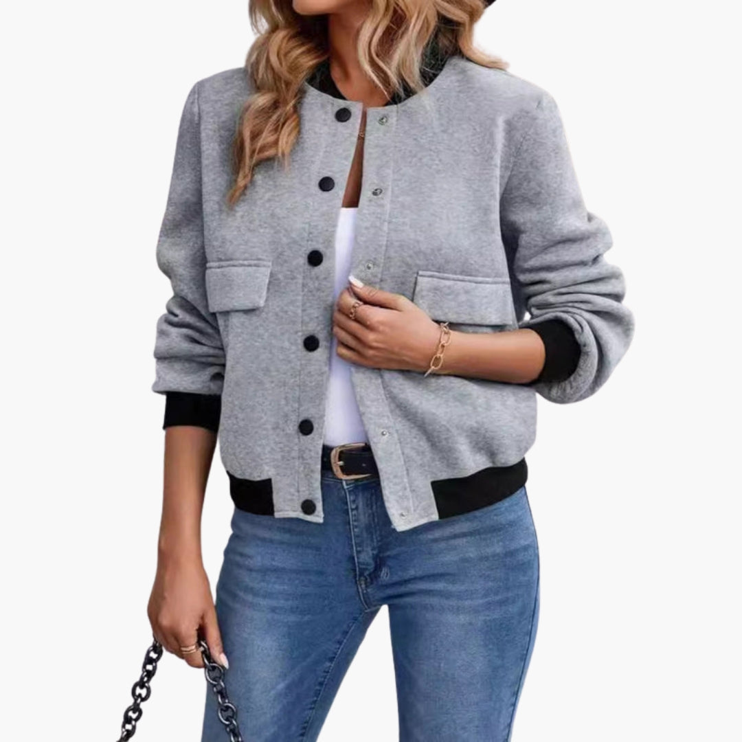 Women's Bomber Jacket with Patch Pockets