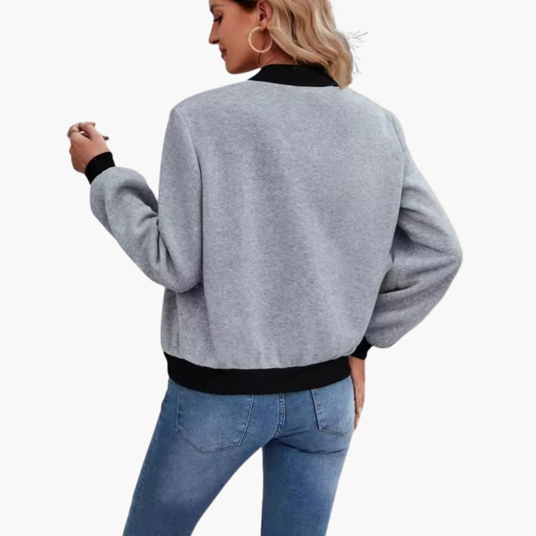 Women's Bomber Jacket with Patch Pockets