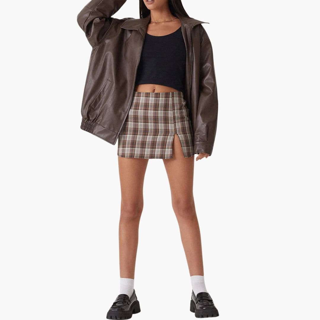 Blouson Bomber Femme Oversize à Fermeture Zippée