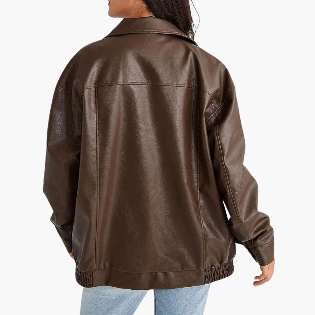 Blouson Bomber Femme Oversize à Fermeture Zippée