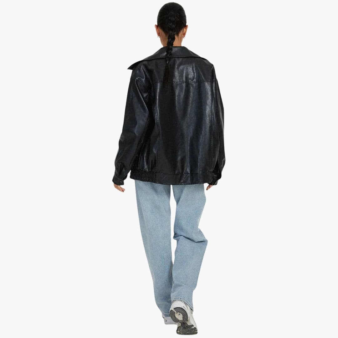 Blouson Bomber Femme Oversize à Fermeture Zippée