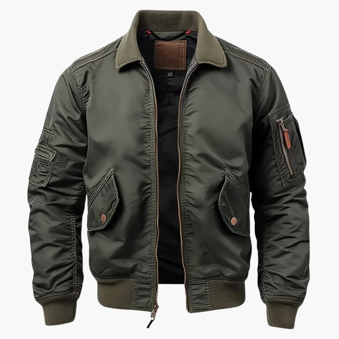 Blouson Bomber Homme avec Col Chemise et Poches à Rabat