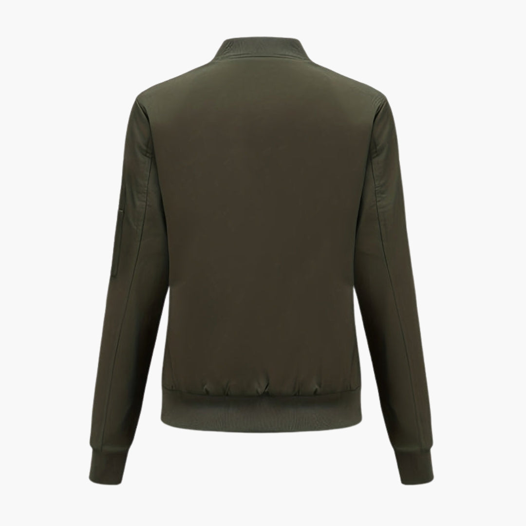 Women's Bomber Jacket Baseball Collar with Zipped Pockets