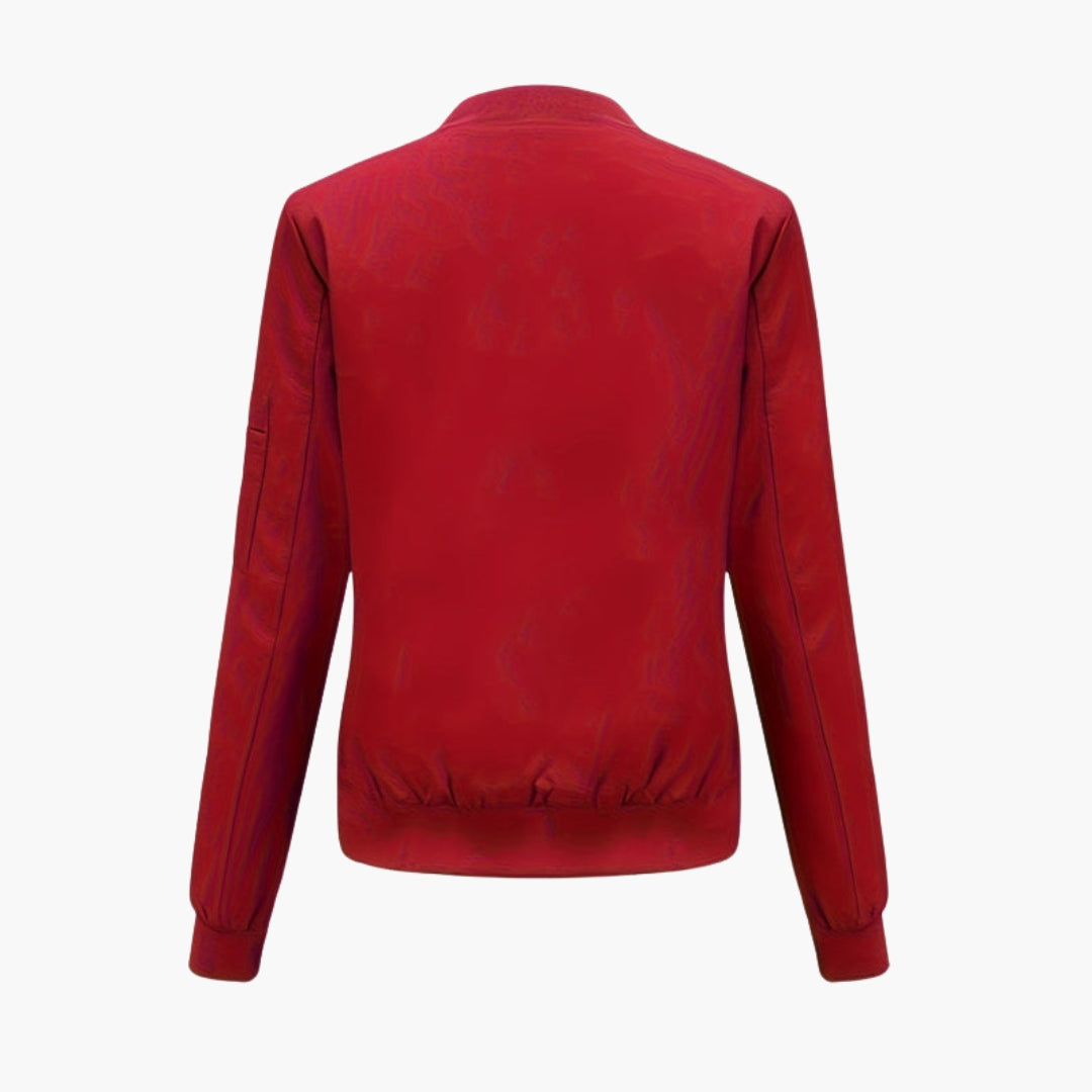 Women's Bomber Jacket Baseball Collar with Zipped Pockets