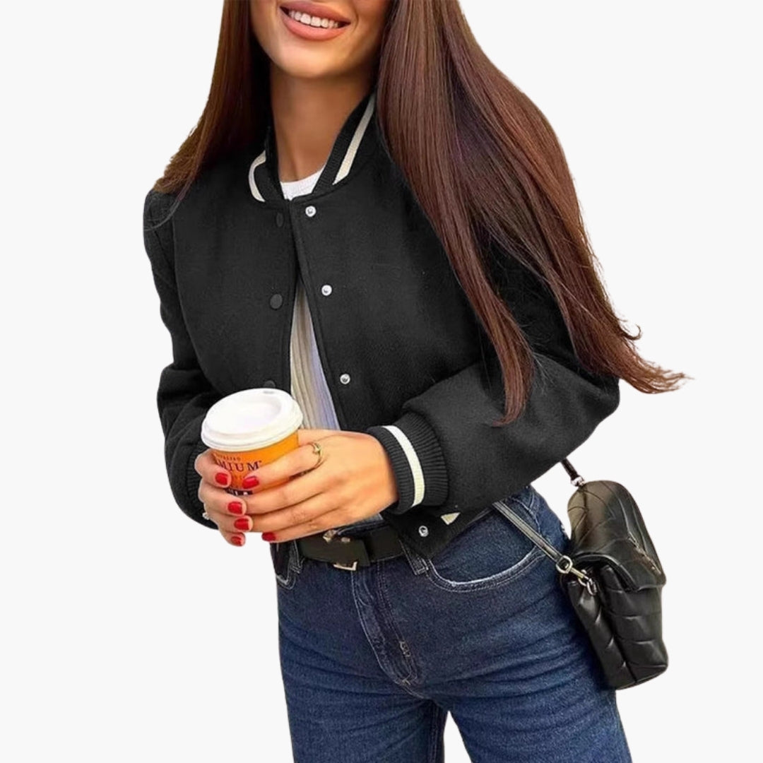 Blouson bomber donna con chiusura ai polsini a coste rigate