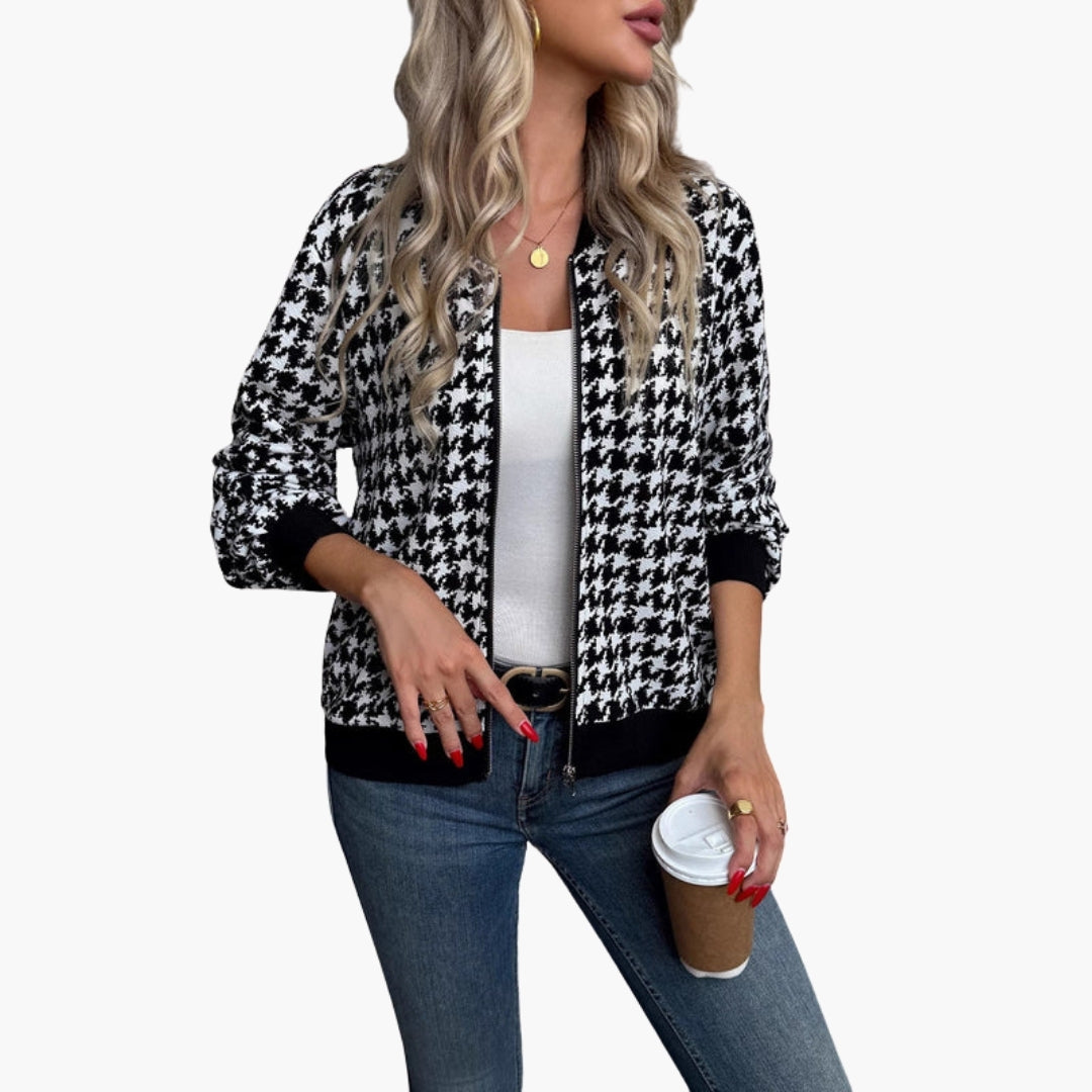 Blouson bomber donna motivo pied de poule