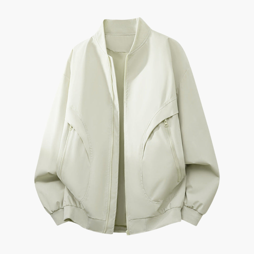 Blouson bomber donna stile sport con tasche con cerniera