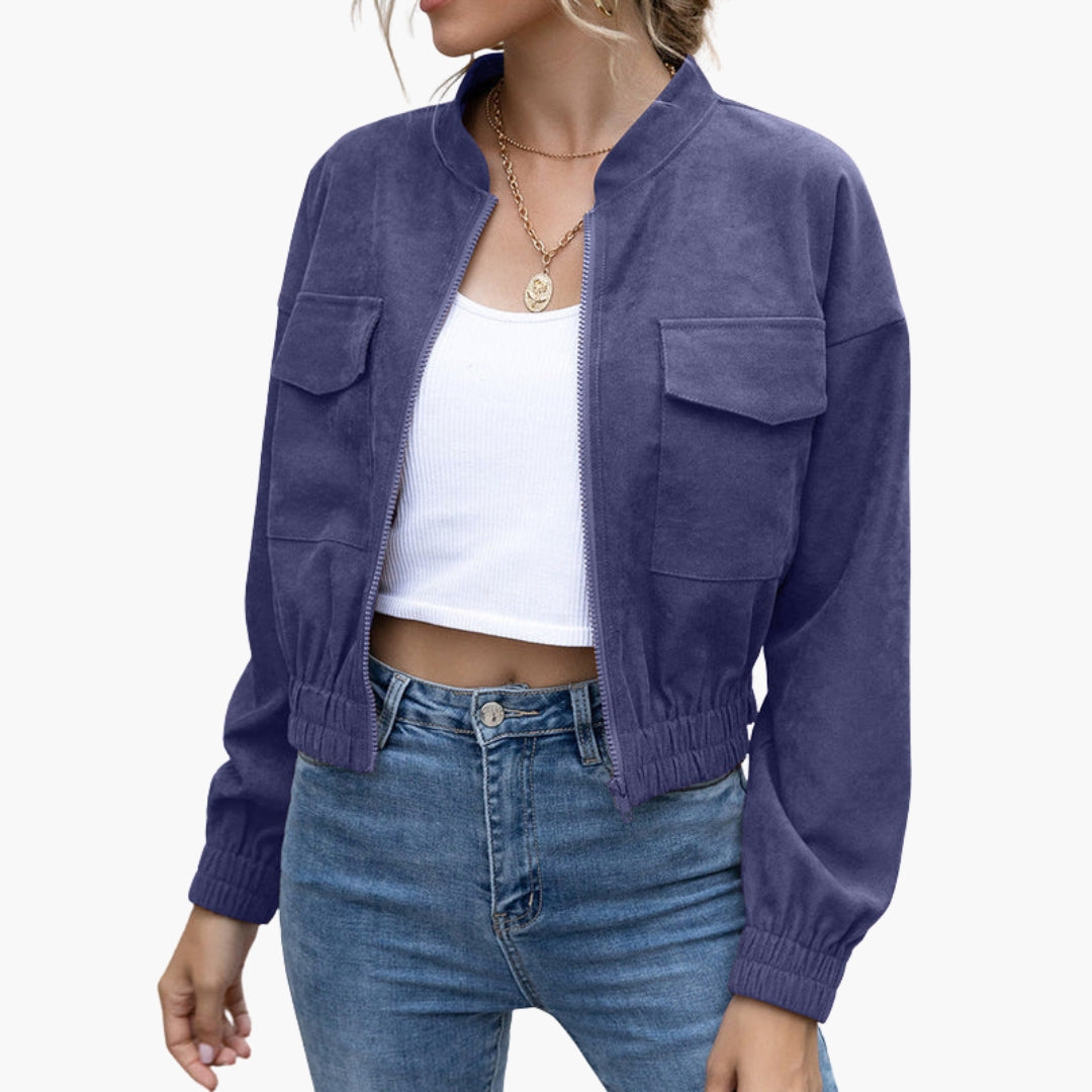 Dames Blouson Bomber met Opgezette Zakjes