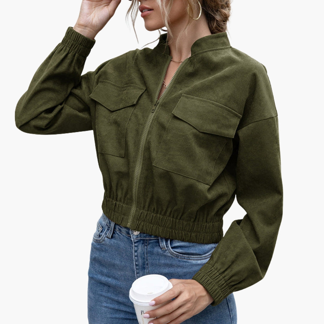 Dames Blouson Bomber met Opgezette Zakjes