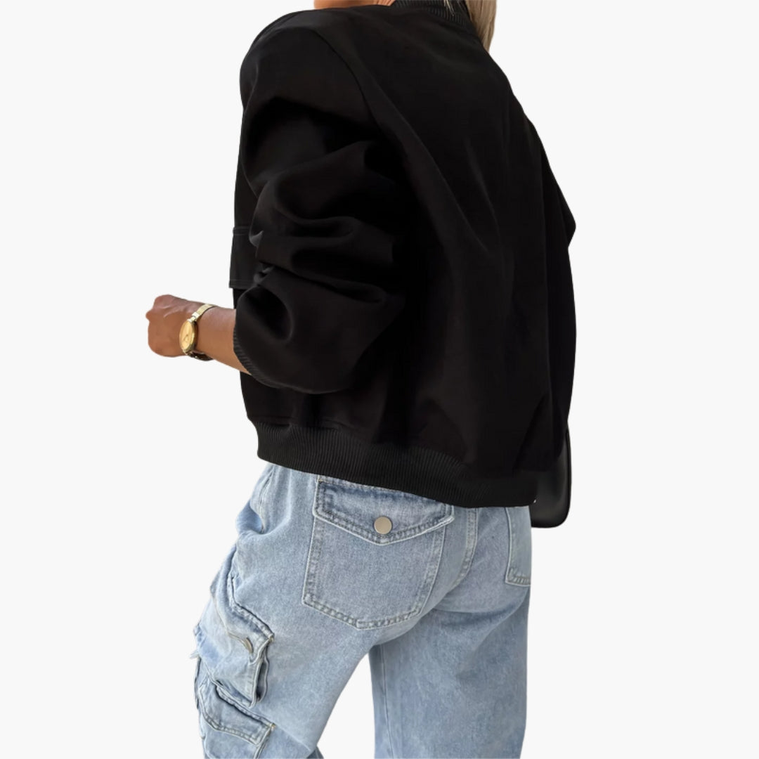 Blouson bomber donna con tasche applicate davanti