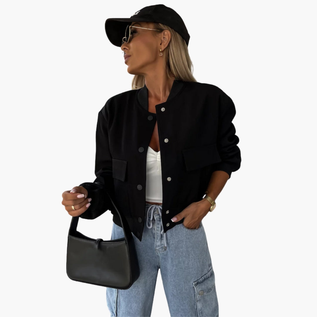 Blouson bomber donna con tasche applicate davanti