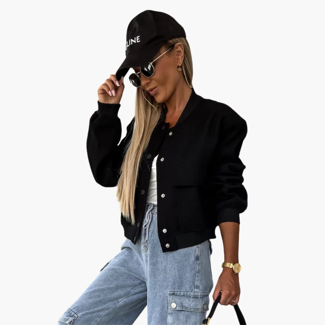 Blouson bomber donna con tasche applicate davanti
