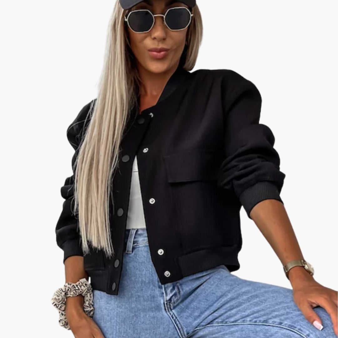 Blouson bomber donna con tasche applicate davanti