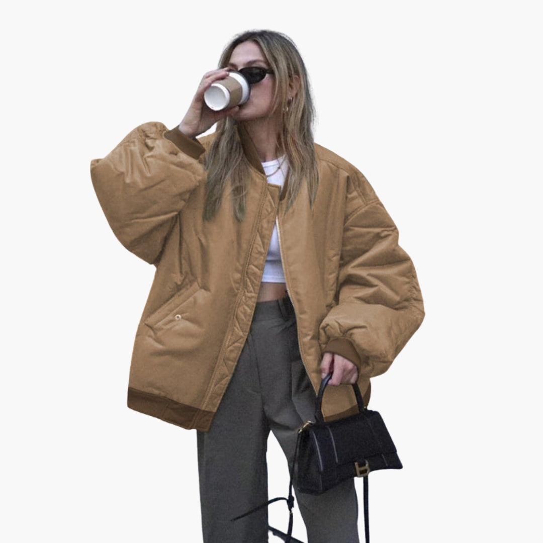 Blouson Bomber Taglia Grande Donna con Polsini a Costine