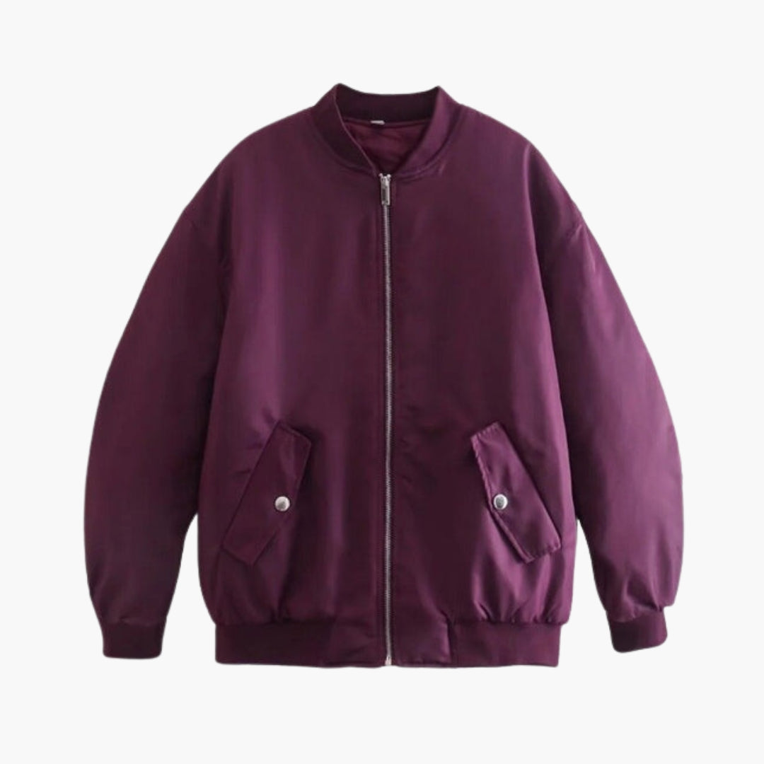 Blouson Bomber Taglia Grande Donna con Polsini a Costine