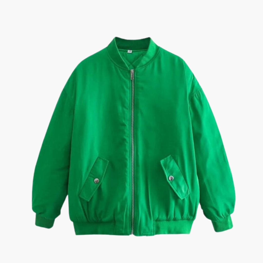 Blouson Bomber Taglia Grande Donna con Polsini a Costine