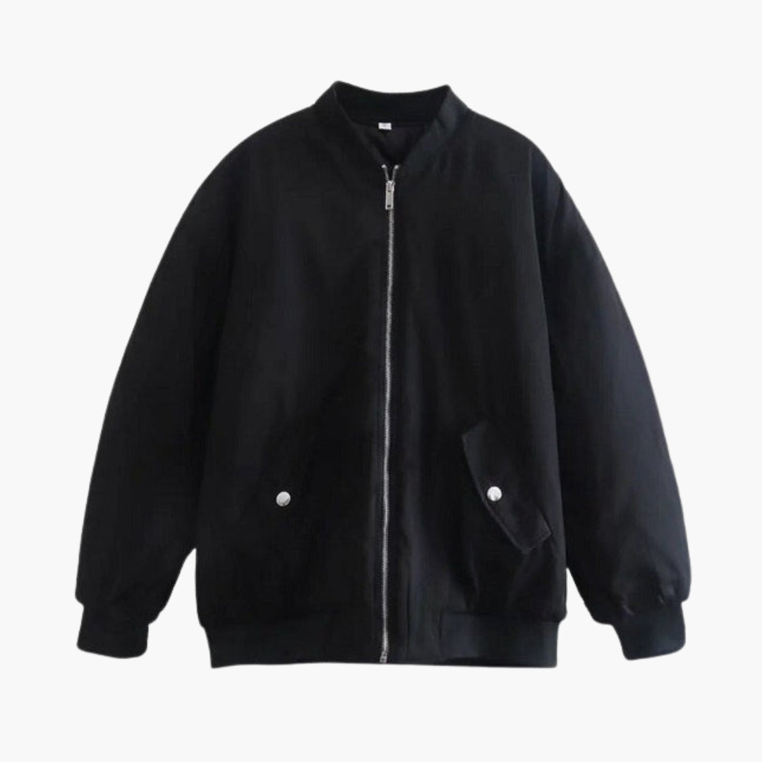 Blouson Bomber Taglia Grande Donna con Polsini a Costine