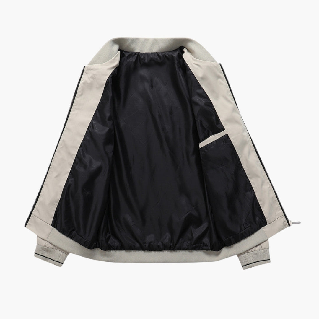 Blouson bomber da uomo con collo dritto e polsini a coste