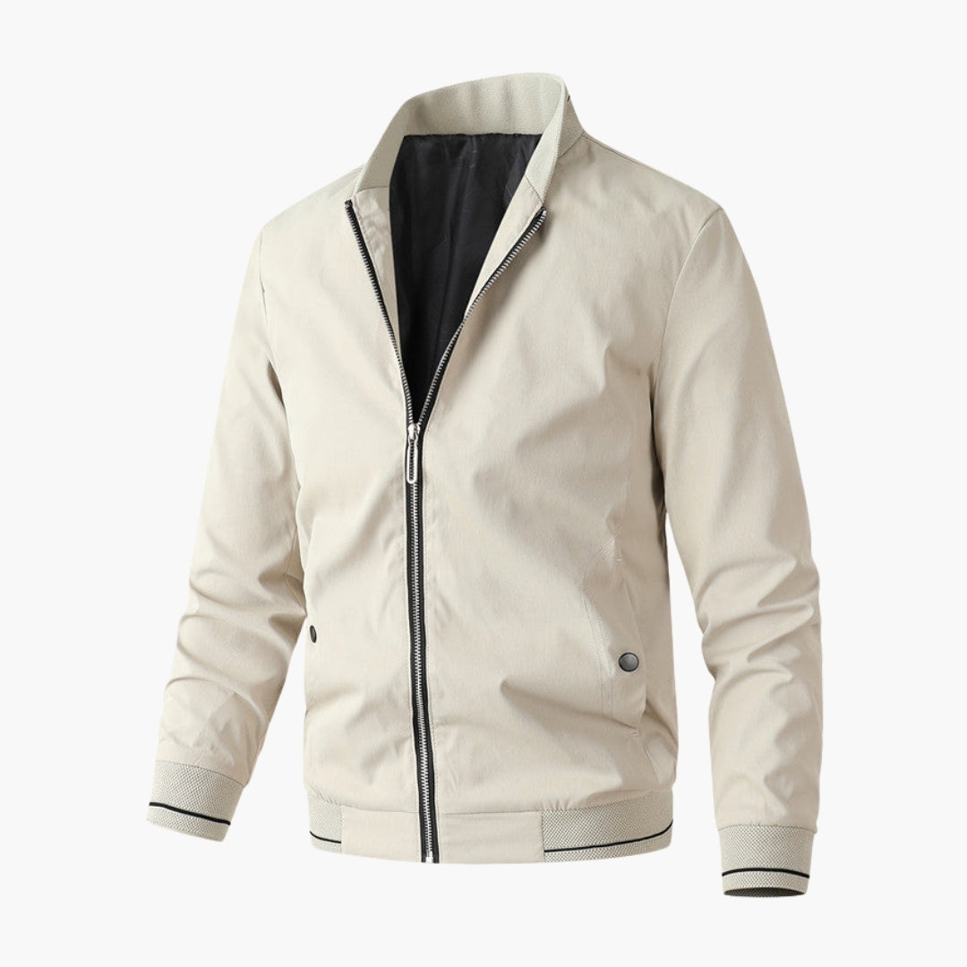 Blouson bomber da uomo con collo dritto e polsini a coste