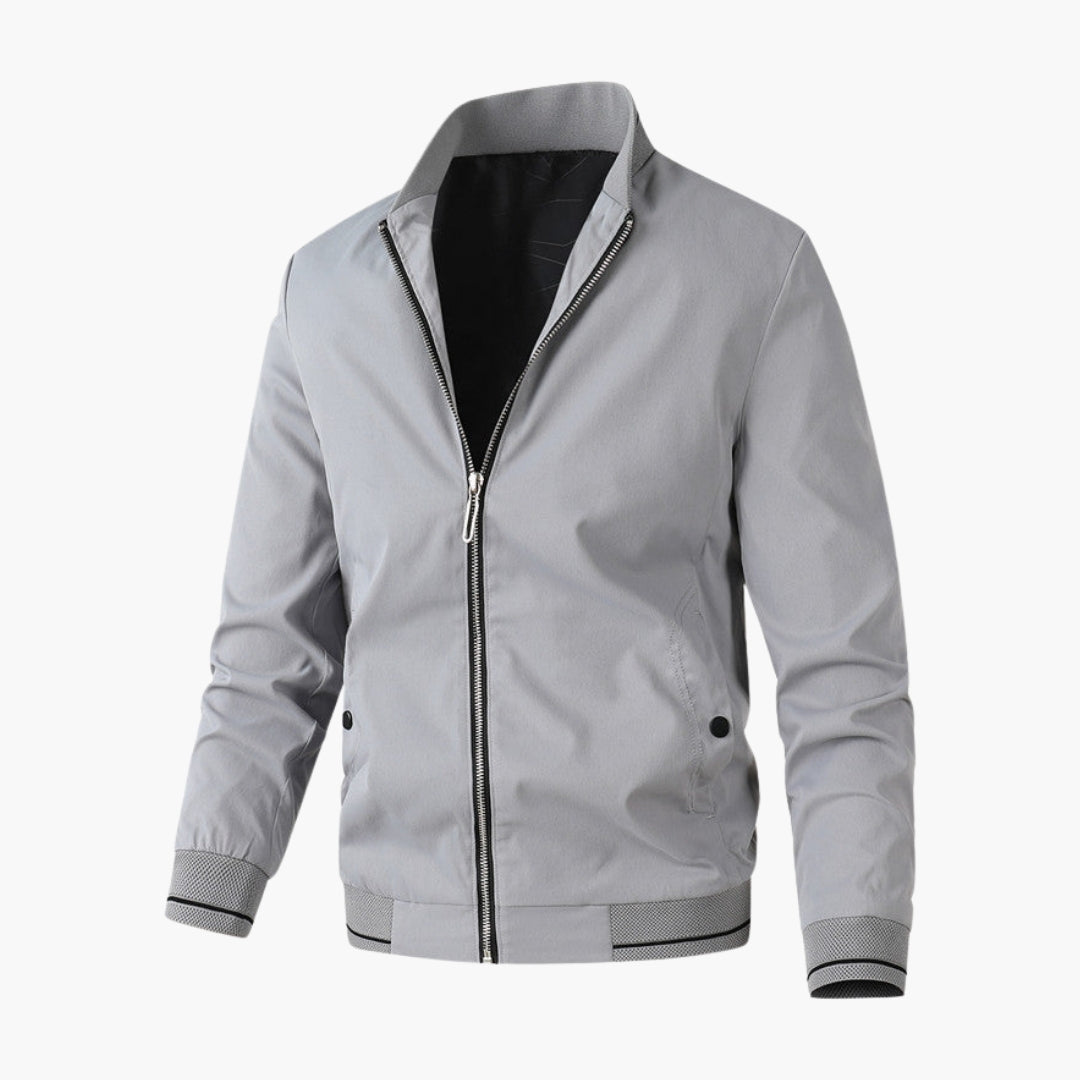 Blouson bomber da uomo con collo dritto e polsini a coste