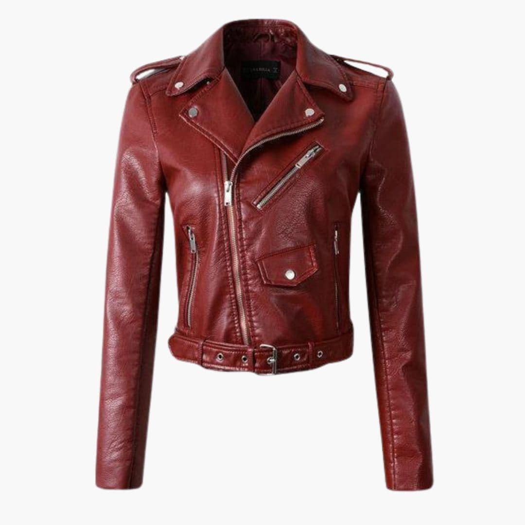 Blouson Motard Femme avec Fermeture Zippée