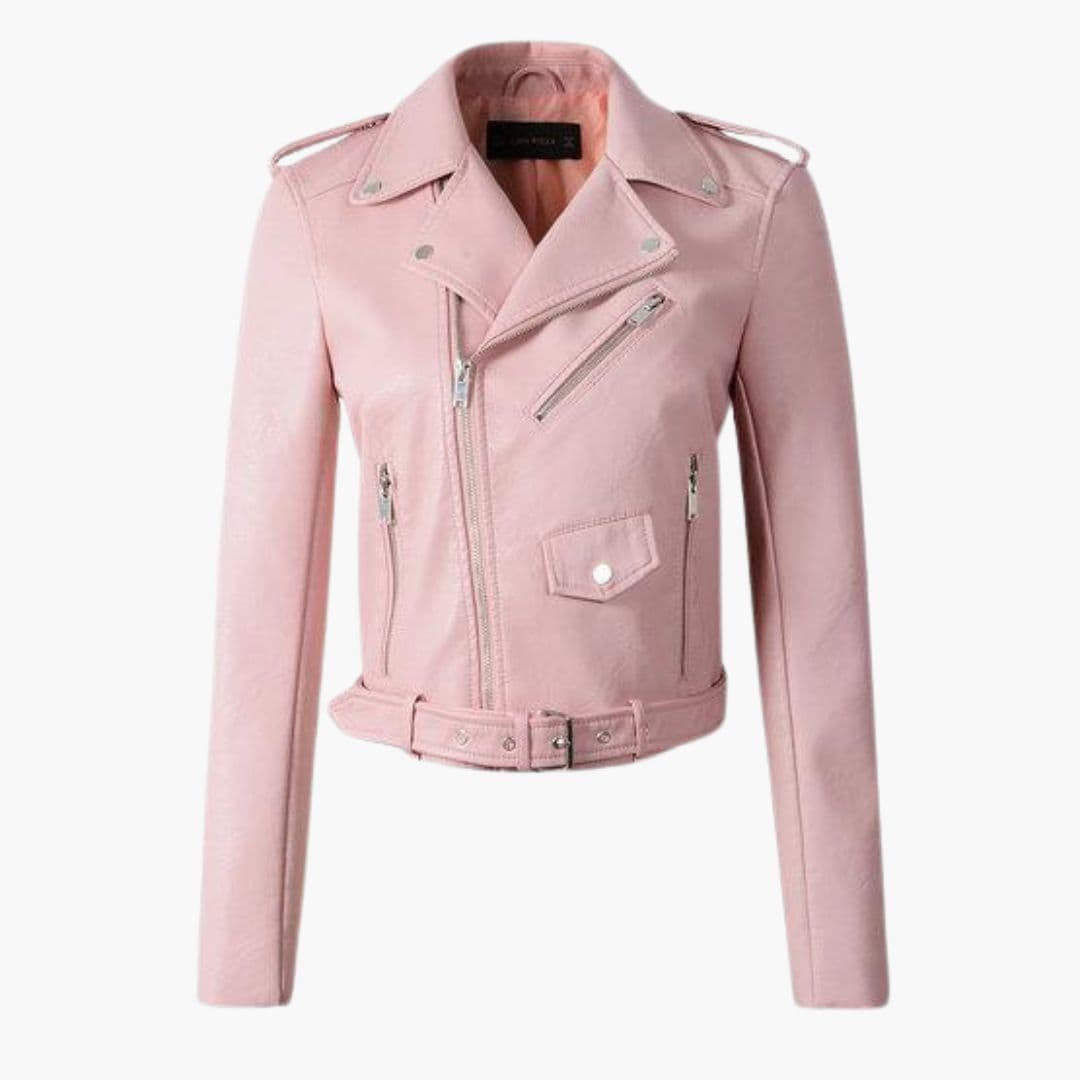 Blouson Motard Femme avec Fermeture Zippée