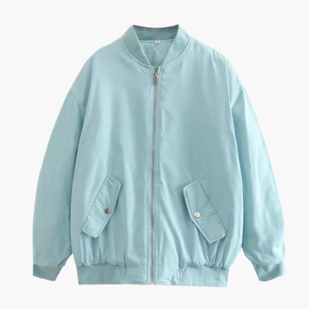 Oversized pilotjakke for kvinner med glidelåslukking