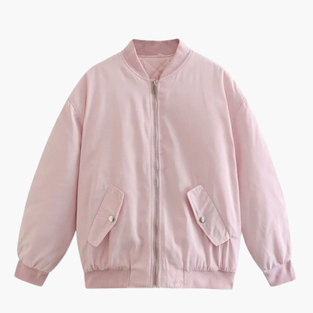 Oversized pilotjakke for kvinner med glidelåslukking