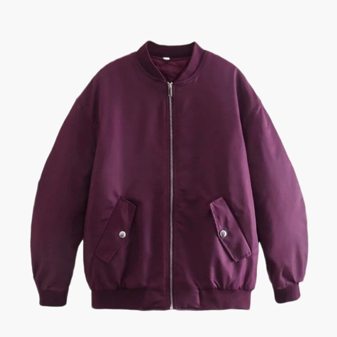 Oversized pilotjakke for kvinner med glidelåslukking