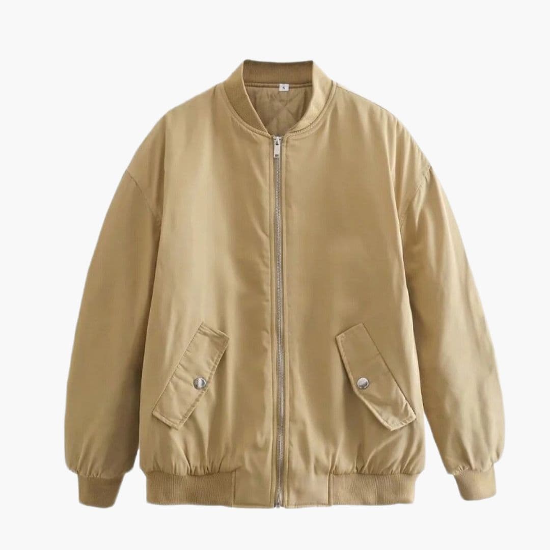 Oversized pilotjakke for kvinner med glidelåslukking