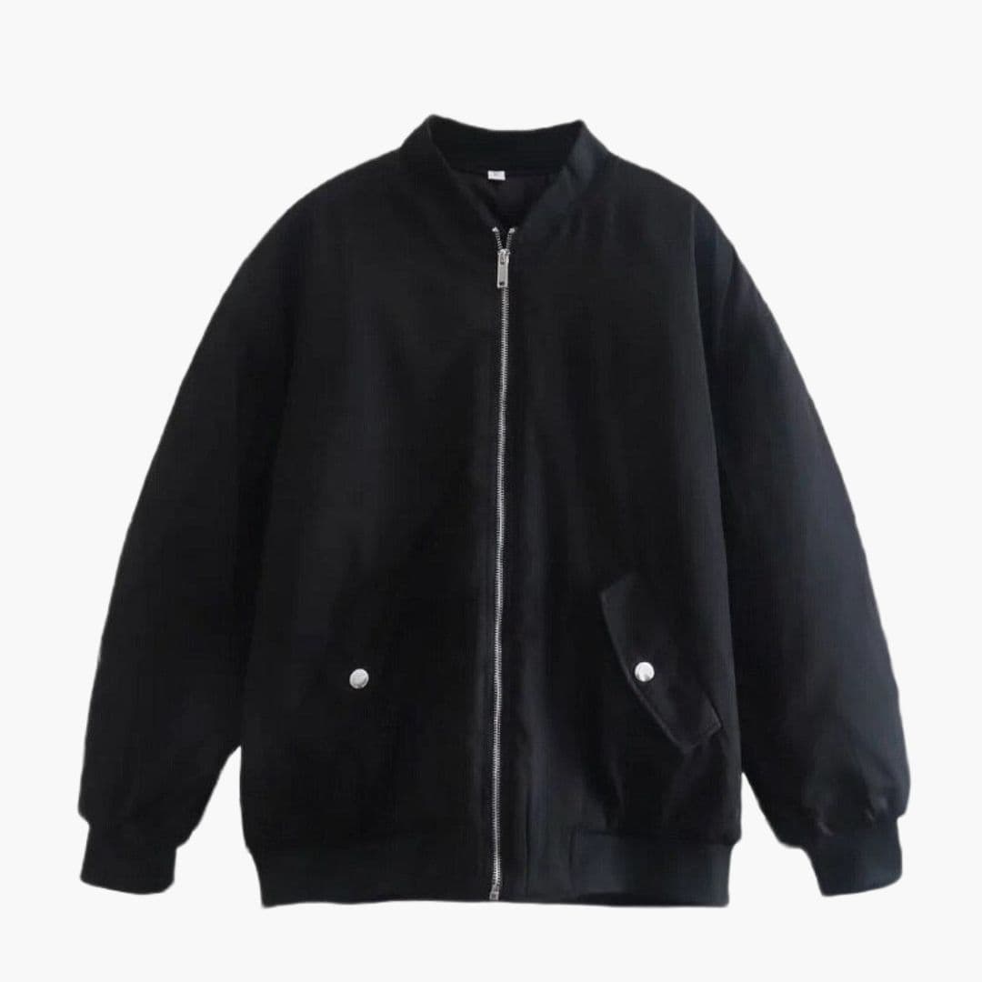 Oversized pilotjakke for kvinner med glidelåslukking