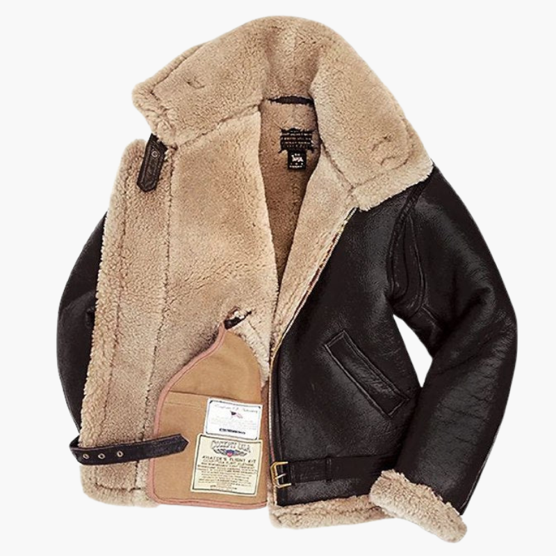 Blouson aviateur pour homme avec col imitation shearling et fermeture éclair