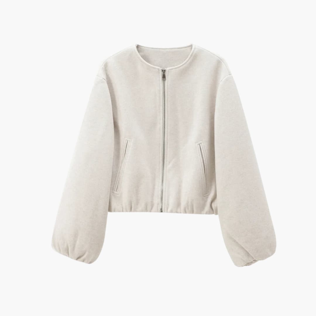 Bomber corto da donna con chiusura lampo e maniche lunghe