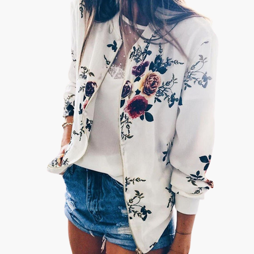 Women's bomber jacket with zip closure and ribbed finishes