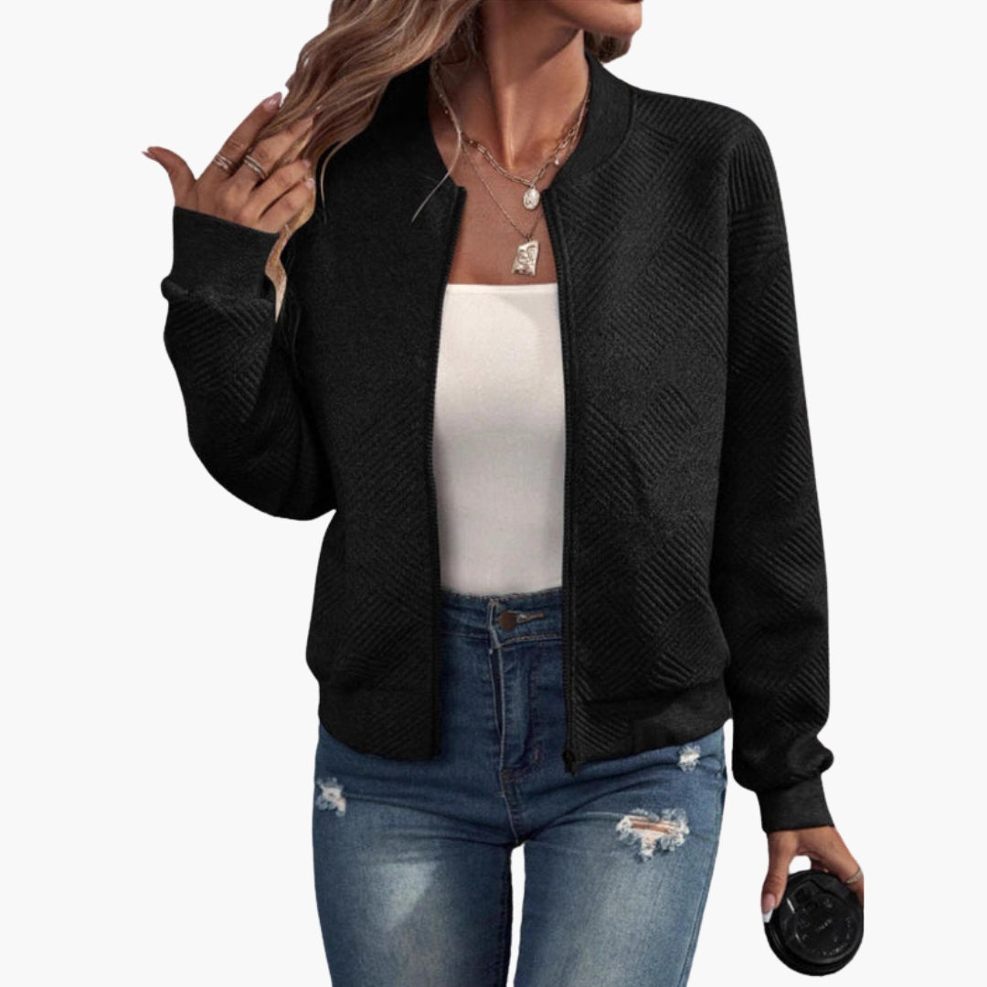 Bomber donna con finiture a coste
