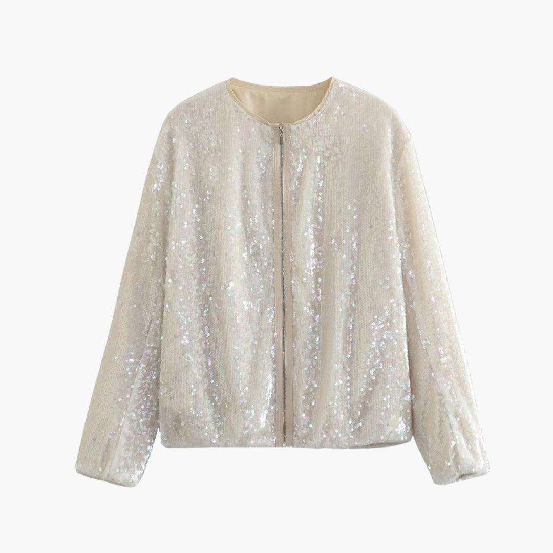 Bomber donna con paillettes e chiusura lampo