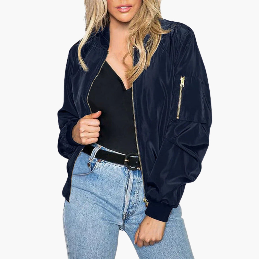 Bomber donna con finiture a coste
