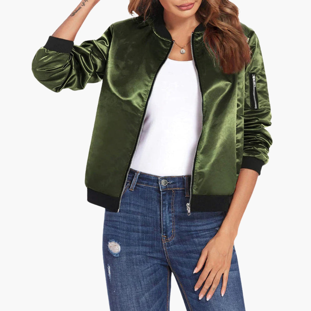 Bomber donna con finiture a coste