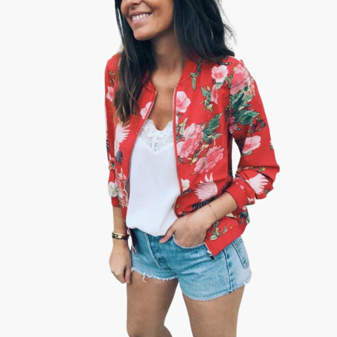 Women's bomber jacket with floral print