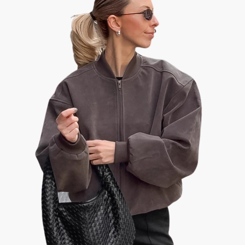Bomber jacket court pour femme avec poches à rabat et fermeture à pression