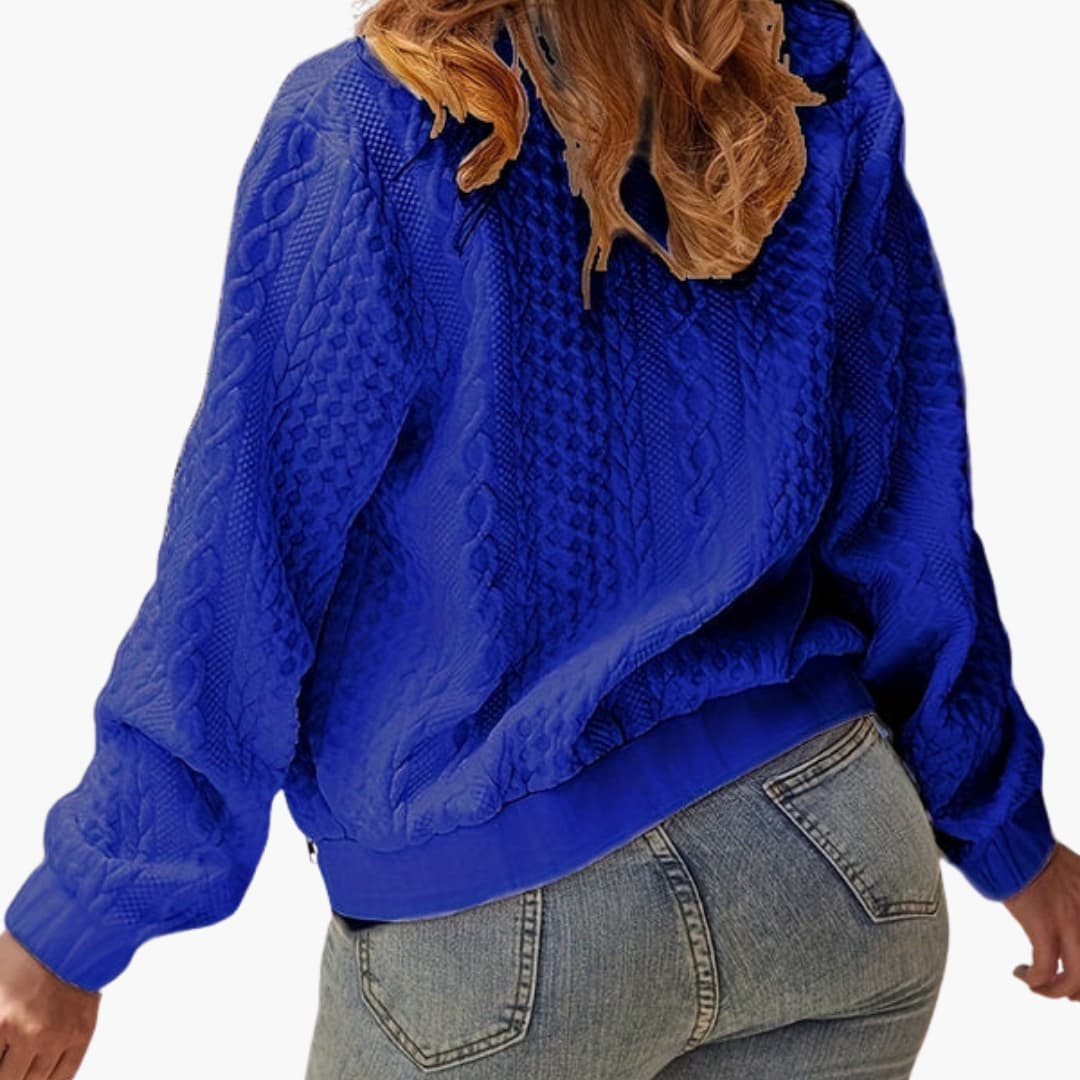 Blouson bomber donna testurizzato con collo alto e chiusura lampo