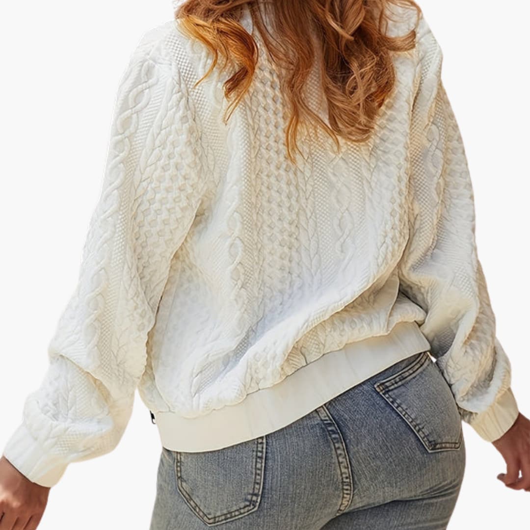 Blouson bomber donna testurizzato con collo alto e chiusura lampo