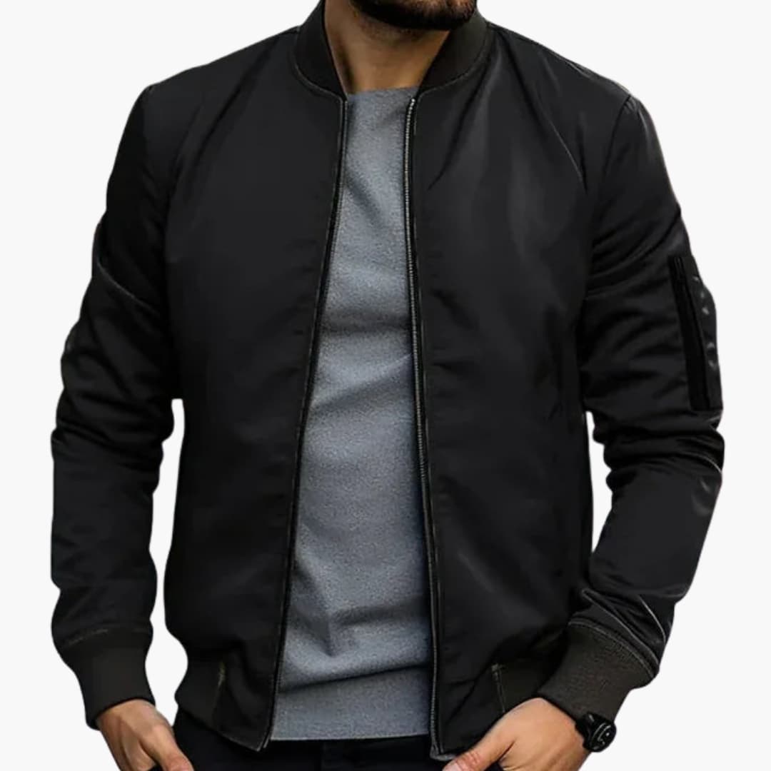 Blouson bomber homme avec col côtelé et fermeture zippée