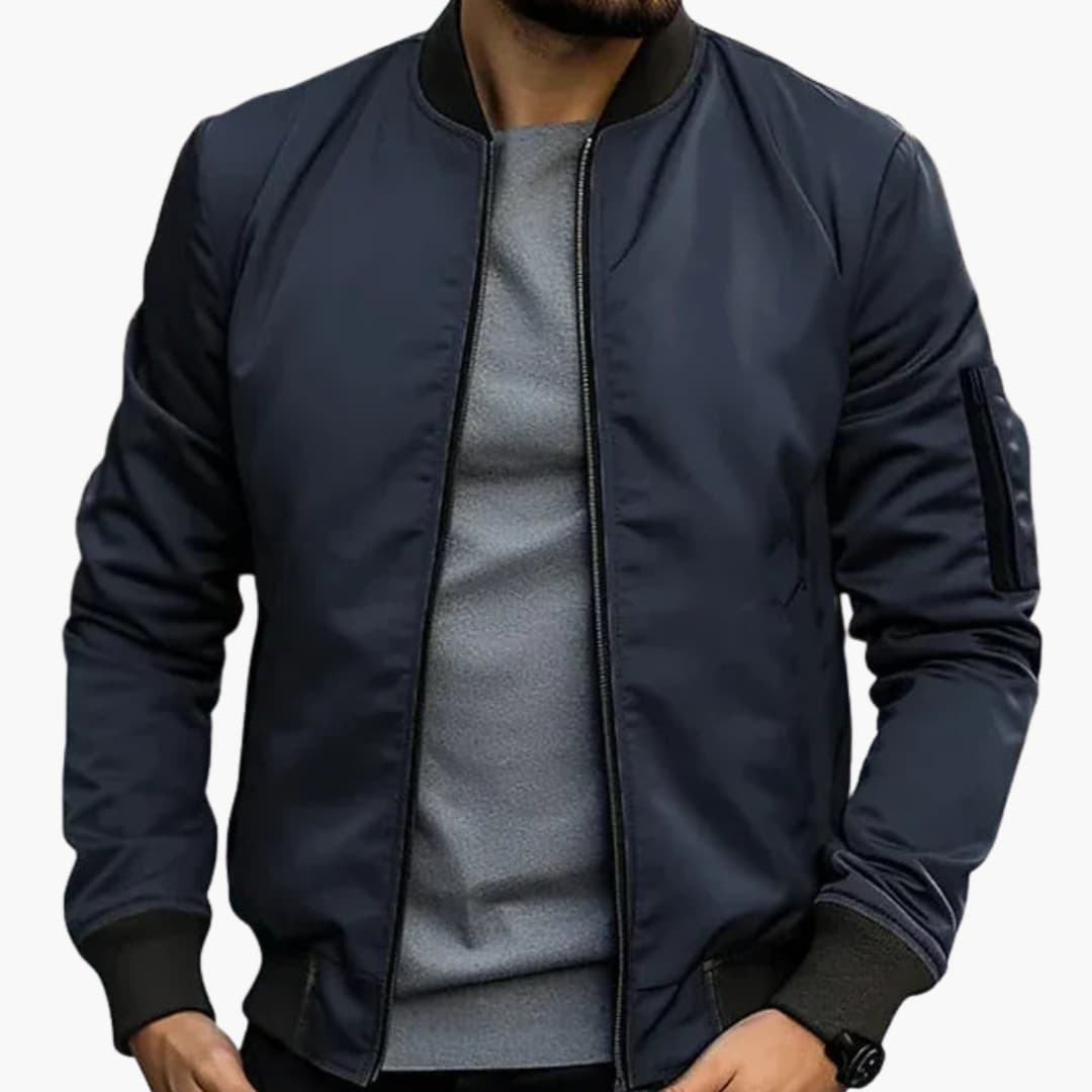 Blouson bomber homme avec col côtelé et fermeture zippée