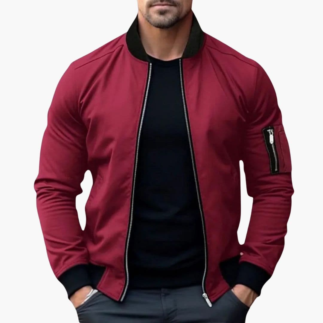 Blouson bomber homme avec col côtelé rayé