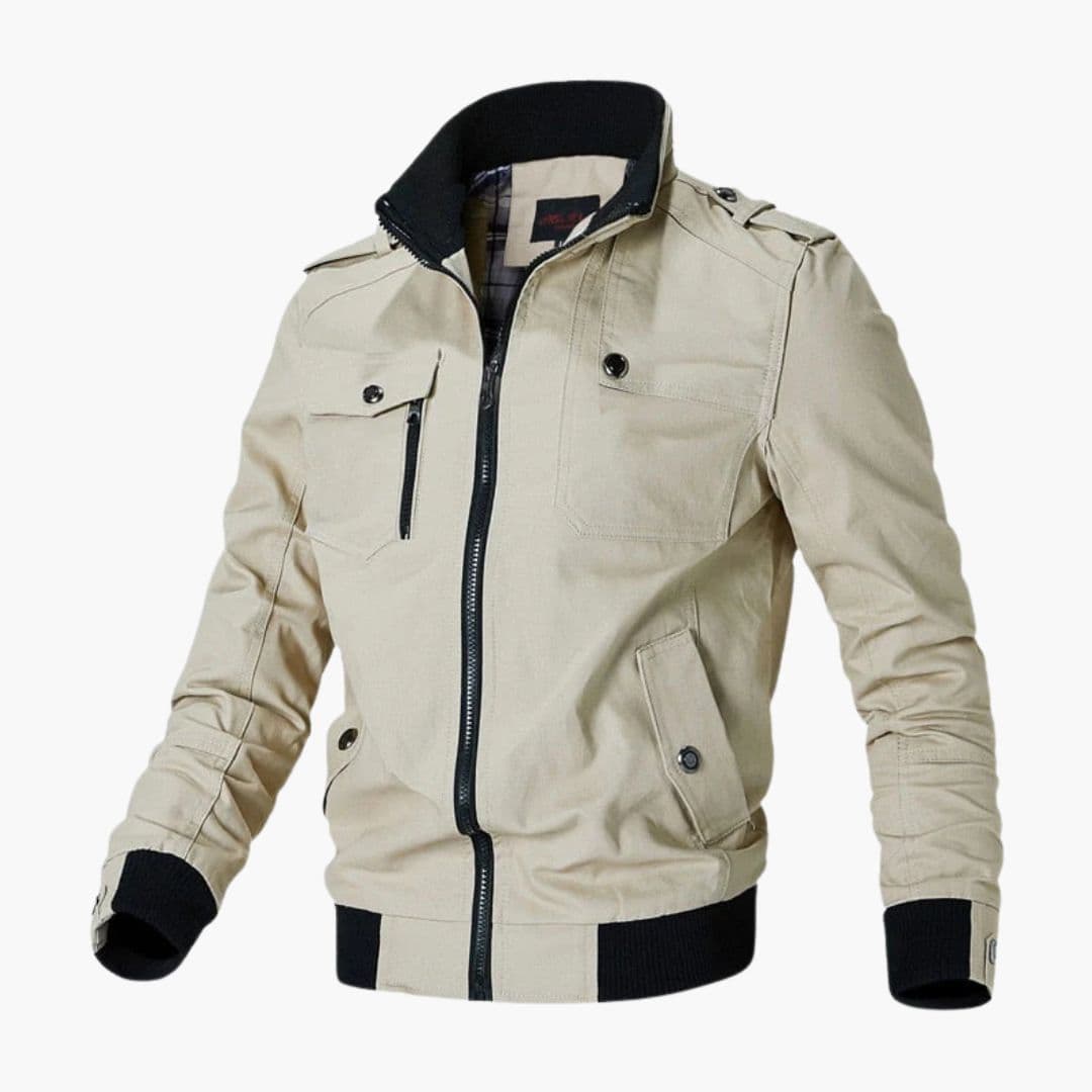Blouson bomber homme avec col côtelé rayé