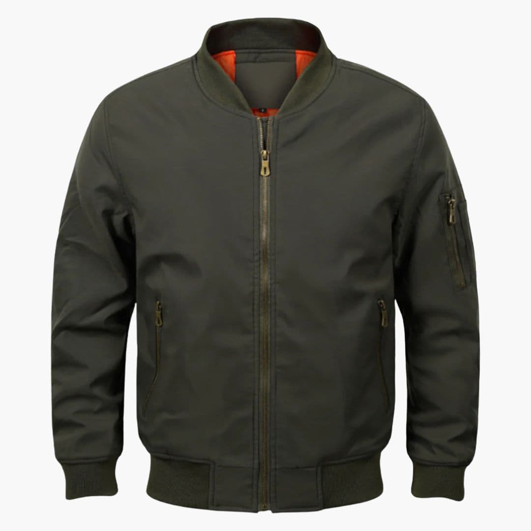 Blouson bomber homme avec col côtelé rayé