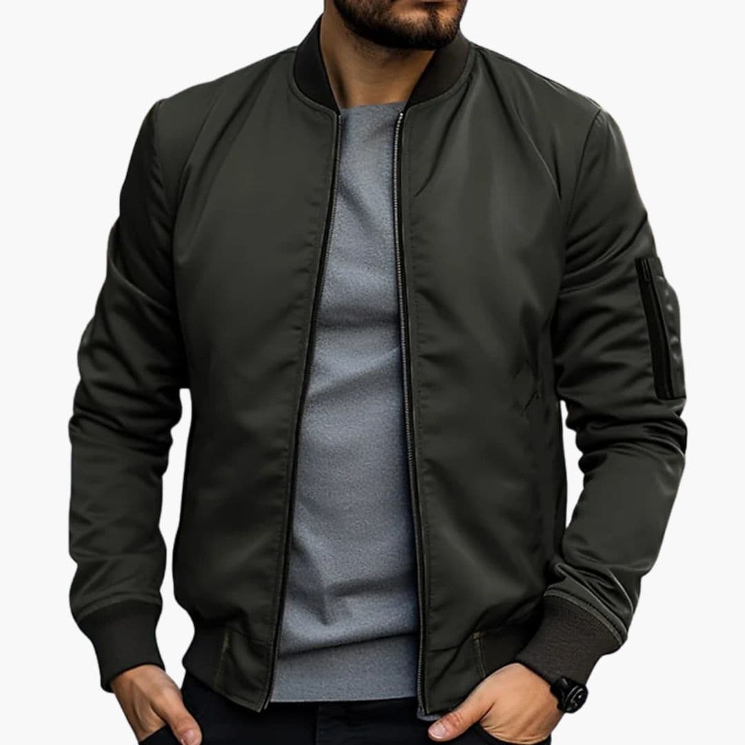 Blouson bomber homme avec col côtelé rayé