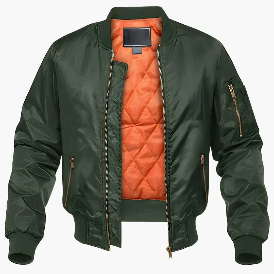 Blouson bomber homme avec fermeture zippée et doublure matelassée
